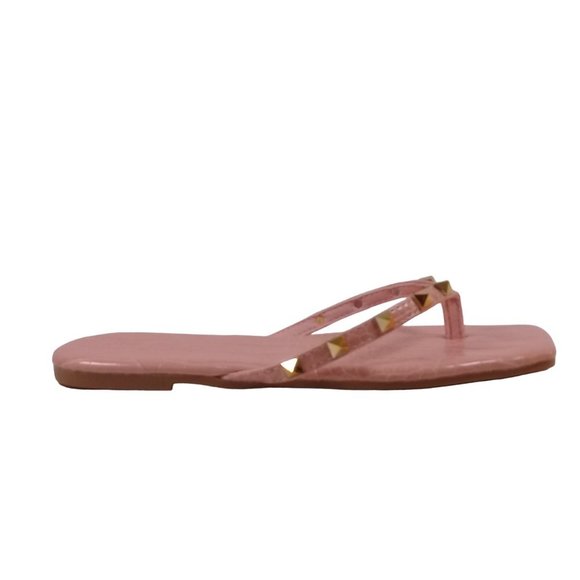 Charlotte Womens NEW Pink Crocodile Gold Studded Jelly Flip Flop Thong Sandals 6 - Picture 5 of 12